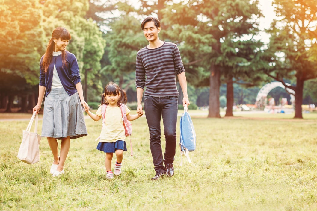 Japanese family in the park